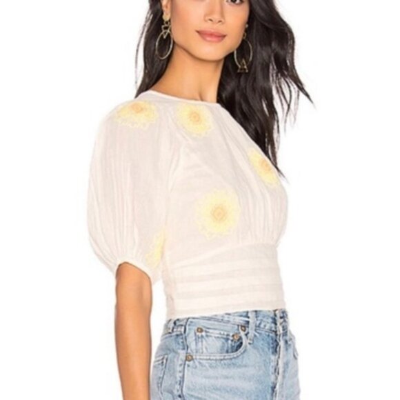 FREE PEOPLE Boho My Girl Blouse Sunflower Ivory Beige Size XS NWT - Picture 2 of 7